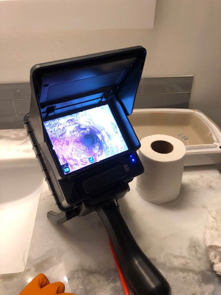 Sewer camera inspection screen on a Kirkland job